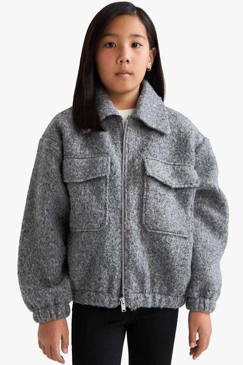 ديفاكتو Girl Polo Collar Zip-Up Puffer Jacket