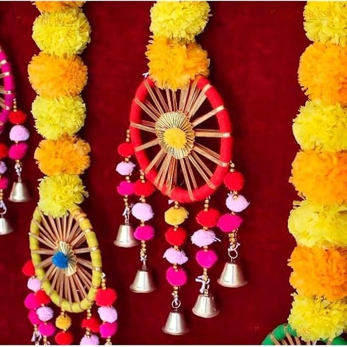 JOYNAGAR Handmade Artificial Marigold Hanging Latkan Toran, Pack of 4 | 30 Inch Each | Diwali Decoration Items for Home Decor Festival, Wedding, Temple Decoration - Image 5