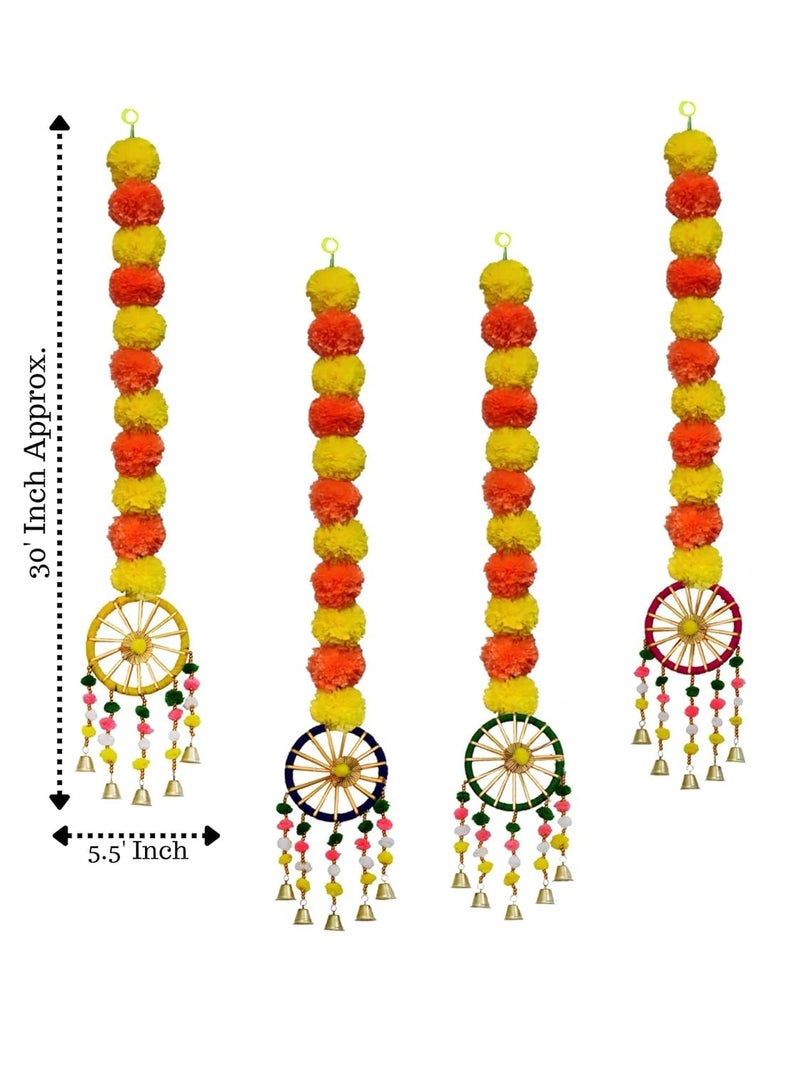 JOYNAGAR Handmade Artificial Marigold Hanging Latkan Toran, Pack of 4 | 30 Inch Each | Diwali Decoration Items for Home Decor Festival, Wedding, Temple Decoration - Image 3