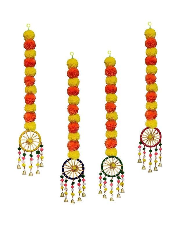 JOYNAGAR Handmade Artificial Marigold Hanging Latkan Toran, Pack of 4 | 30 Inch Each | Diwali Decoration Items for Home Decor Festival, Wedding, Temple Decoration - Image 2