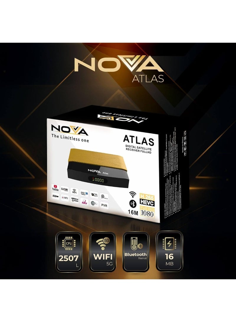 NOVA Atlas Nova Digital Satellite Receiver Full HD 1080p with Dual Remote Control, USB Support and H.265 Technology - Image 2