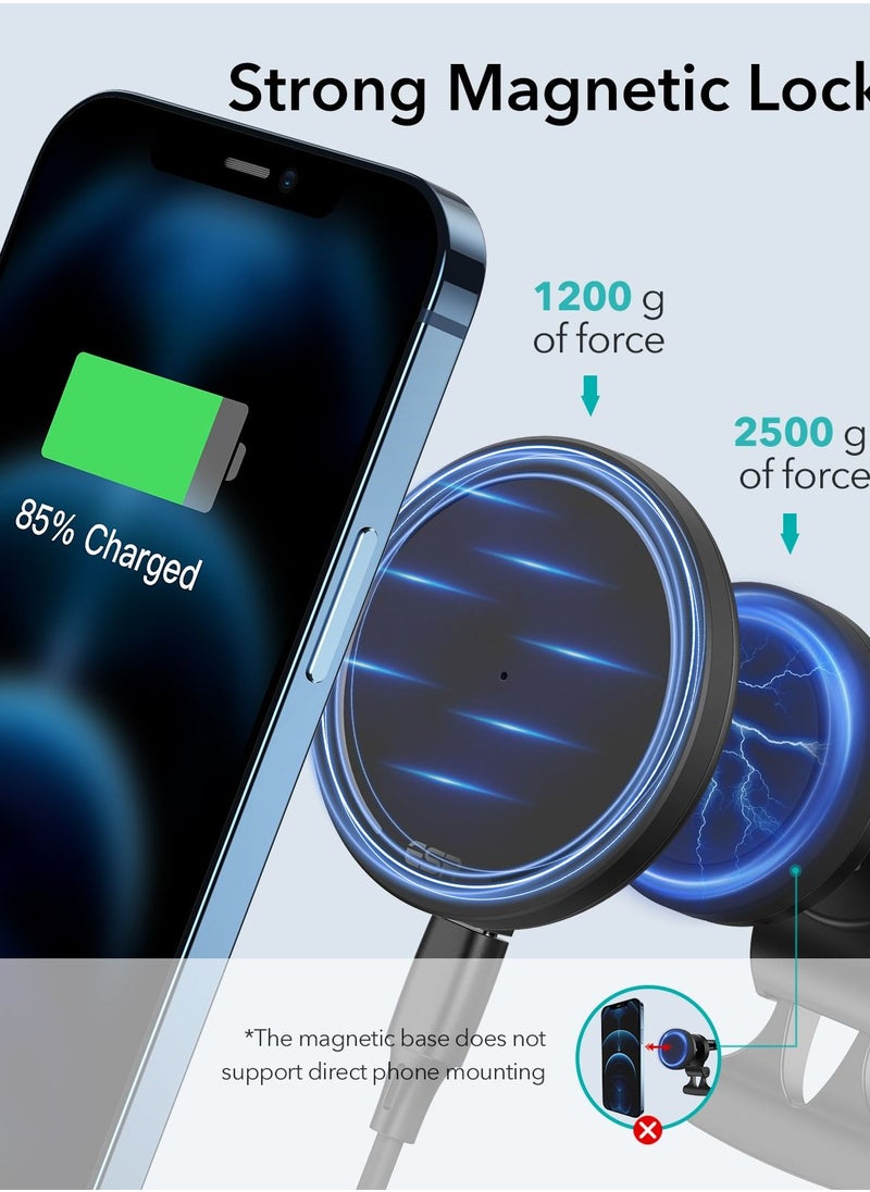 اي اس ار شاحن سيارة لاسلكي ESR Shift (HaloLock)، متوافق مع شاحن سيارة MagSafe، لوحة شحن سريعة قابلة للفصل، لسلسلة iPhone 15/14/13/12 بدون جراب وحافظات مغناطيسية، مع محول سيارة بقوة 36 وات، أسود  - Image 4