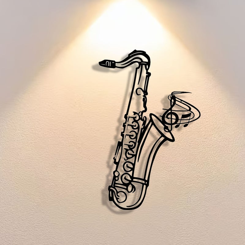 1pc Exquisite Halloween Abstract Saxophone Metal Wall Art Modern Decorative Iron Plaque For Office Living Room Bedroom Terrace Kitchen Garden Housewarming Festival Birthday Gift Retro Lover Collection - Image 1