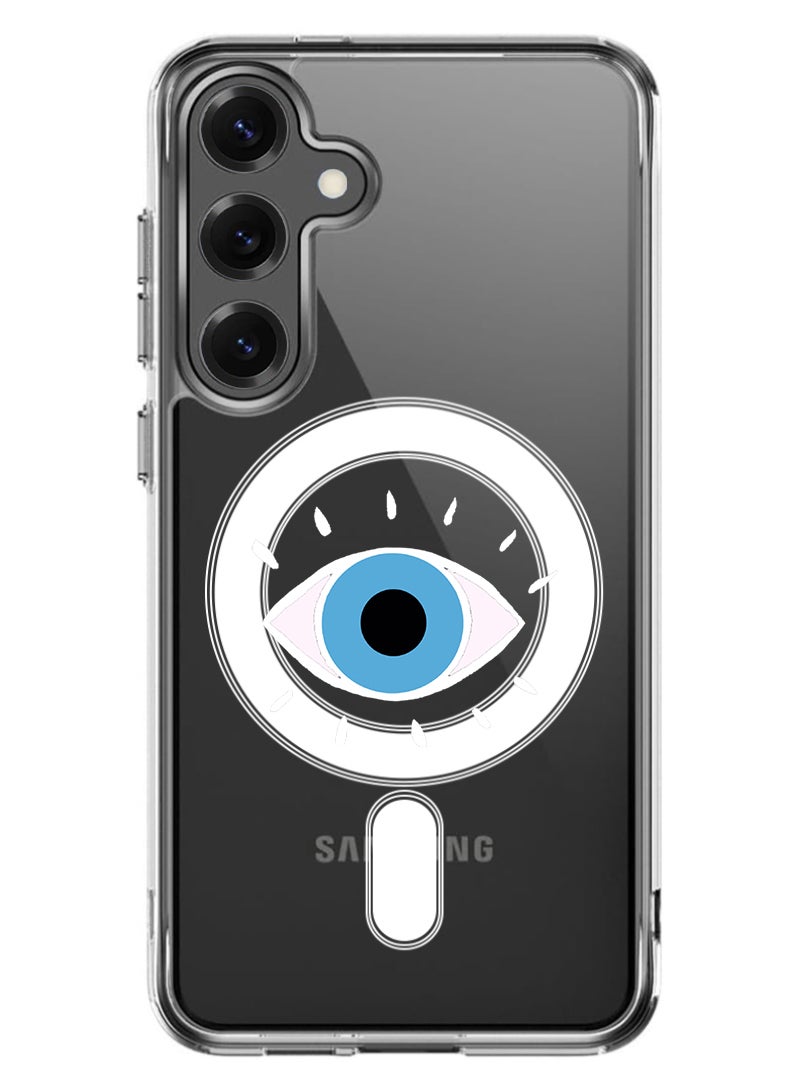 Theodor Magnetic Case for Samsung Galaxy S25 Plus 6.7-inch Compatible with MagSafe Wireless Charging, Shockproof Phone Bumper Cover Eye - White - Image 1