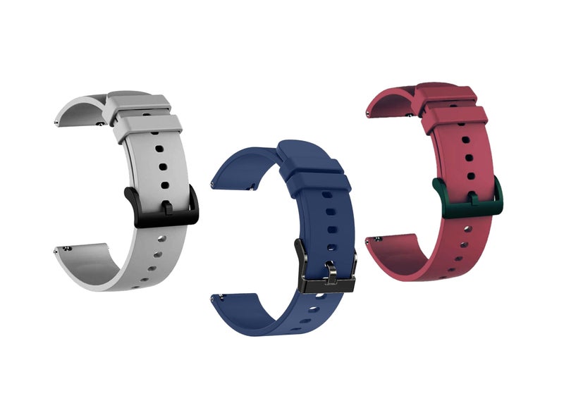 IIK COLLECTION 22mm Silicone Strap for Smart Watches|combo pack of strap Compatible with Noise, Fireboltt, Boat Xtend, Pebble, Boat, Boat Flash, Noise Color fit,Ultra Smart Watch & All Watches - Image 1