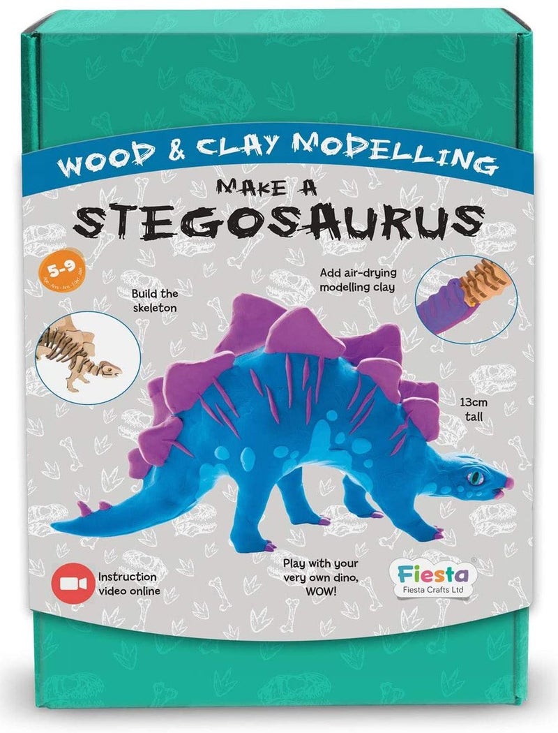 FIESTA CRAFTS Make A Dinosaur Wood & Clay Ki