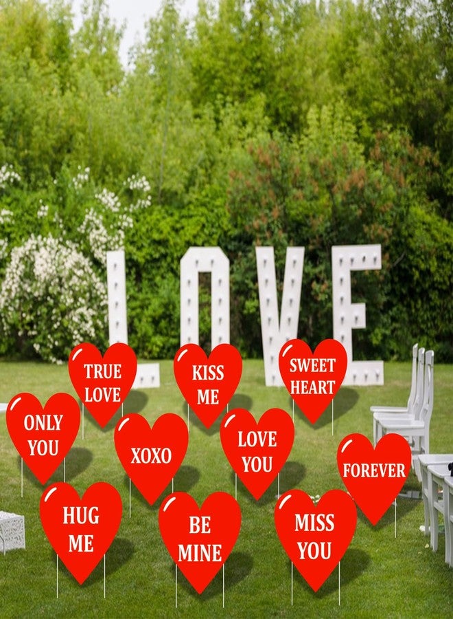 PhyLence 10-Piece Valentine Heart Yard Signs with Stakes Decorations - Assorted Red Heart Messages 12 Inches Large Outdoor Valentine Sweetheart Signs for Lawn, Garden, Driveway, and Romantic Party Décor - Image 4