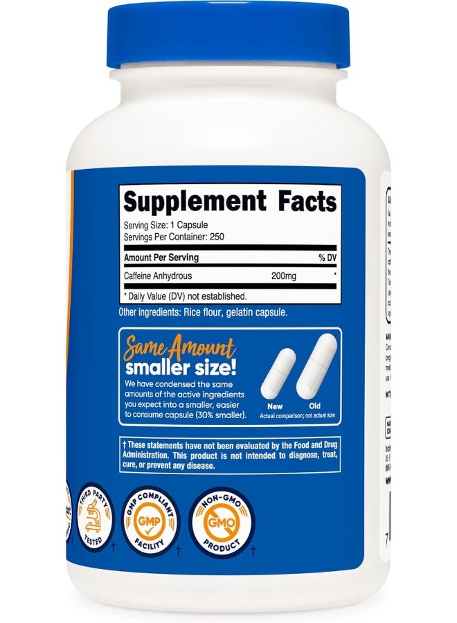 Caffeine Pills 200Mg, 250 Capsules