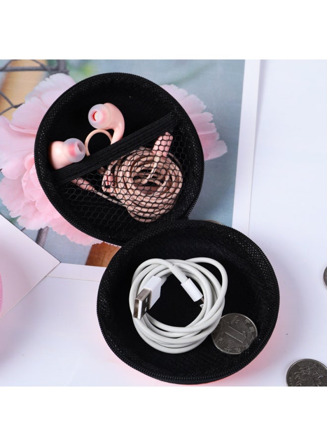 Korean Style Simple Mini Headset Charger Data Cable Bag Change Cosmetic Bag Cartoon Portable Storage Bag Storage Box-Color:Printed Round Bag-bear's Paw  - Image 3