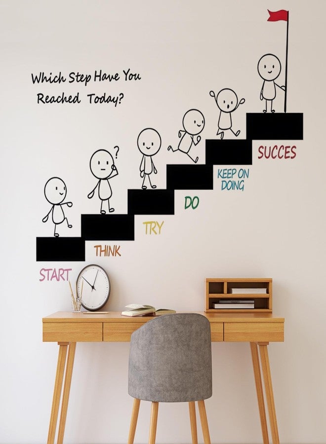 Saomour Creative Children's Inspirational Education Wall Stickers Early Education Creative English Alphabet Climbing Staircase Wall Decal Study Room Children's Room Wall Decor - Image 1