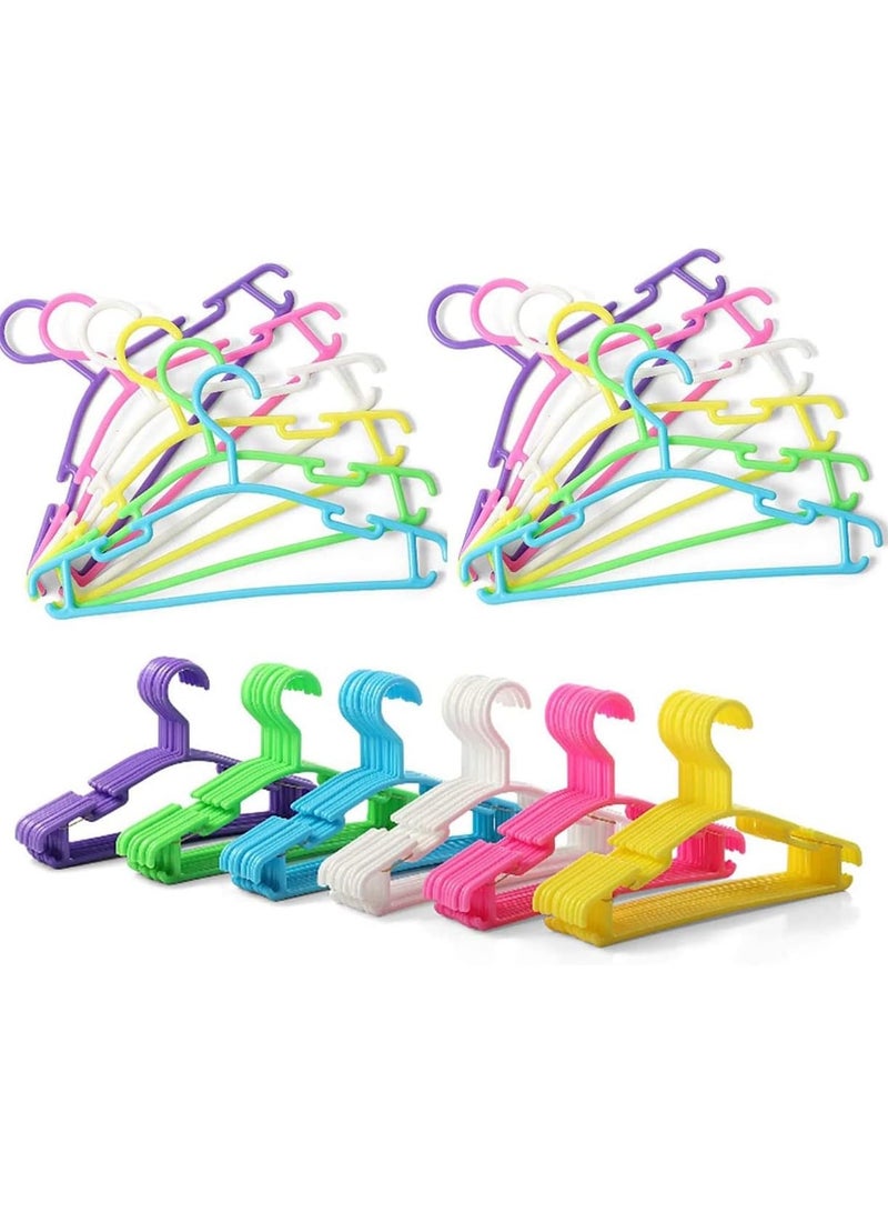 Baby Hangers for Closet Plastic Baby Clothes Hangers with Clips for Nursery Kids Hangers for Closet Organizer, Stack-able Hangers for Newborn, Infant, Toddler, Children, Space-Saving, Multicolor Pack of 24