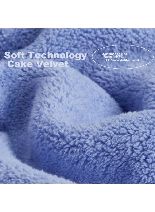 Sanli Antibacterial Thickened Towels, 2 Pack, Class A Absorbent, For Men And Women, Face Washing, Bathing, Home Use, Hair Drying, Large Face Towel, Blue/white - Image 3
