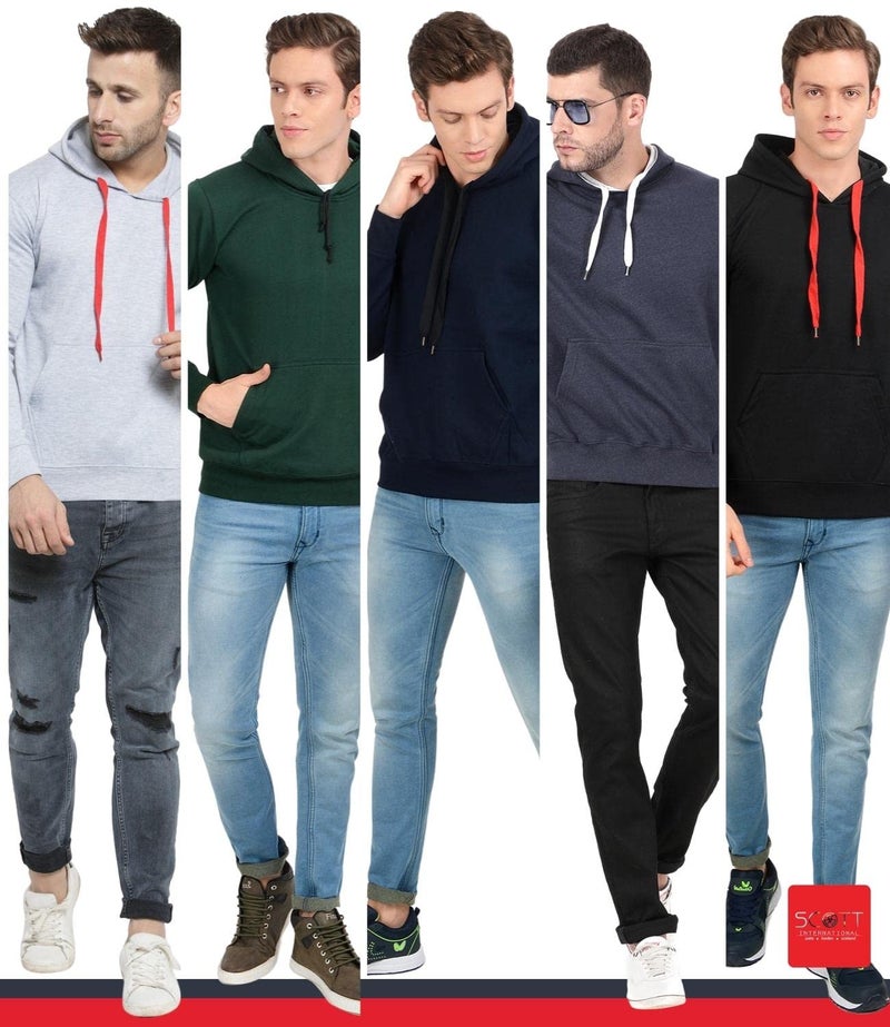 Scott International Men's Rich Cotton Regular Fit Hooded Sweatshirt Hoodie(1.1_ssh4_XXL,Charcoal,XX-Large) - Image 5