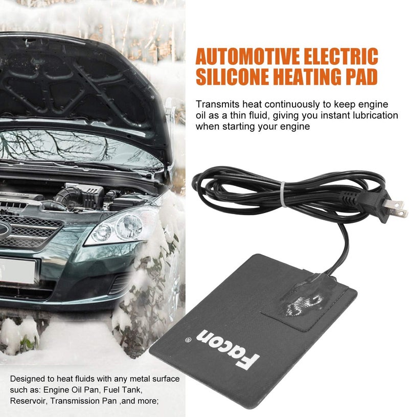 FACON 5'' x 4'' Automotive Engine Block Heater Pad with 3M Self Adhesive and Thermostatically Controlled, 50W Engine Oil Pan Heater Pad with 2-Prong Plug, Silicone Sealer Included - Image 5