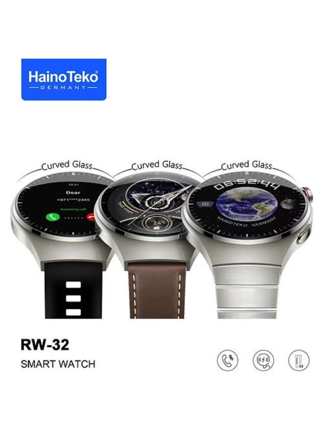 Haino Teko RW 32 watch 4 pro amoled round smart watch HD curved display with three set strap and wireless charger - Image 1