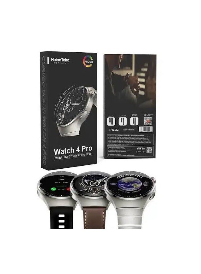 Haino Teko RW 32 watch 4 pro amoled round smart watch HD curved display with three set strap and wireless charger - Image 2