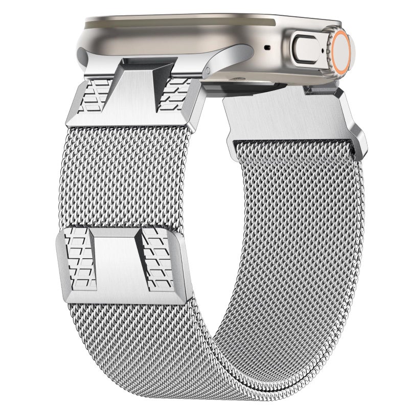 KASTWAVE Milanese Mesh Metal Strap Compatible with Apple Watch Series 10–4/SE/Ultra – Stainless Steel Replacement Band 42mm–49mm (Silver) - Image 1