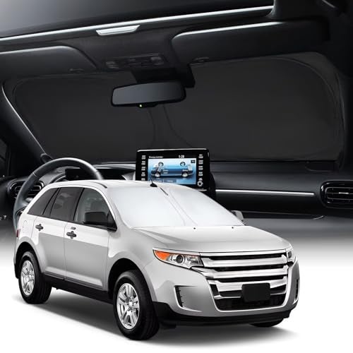 Neverland Car Sun Shade Windshield Accessories - Foldable Dashboard Sunshade for Ford Edge 2007-2014,Heat Reflective Window Shades with 210D Oxford Silver Coated Fabric,Universal Fit Sun Visor Cover - Image 1