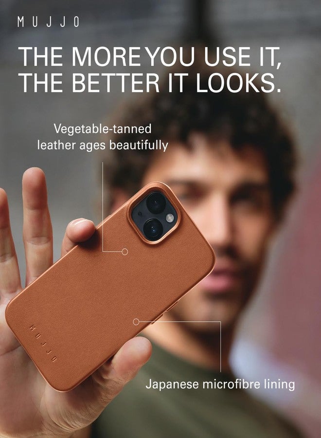 موجو جراب هاتف من الجلد من موجو - يناسب هواتف آيفون 15 بلس و14 بلس - متوافق مع ماج سيف - جلد أوروبي فاخر - حماية لعدسة الكاميرا - مصنوع من مواد معاد تدويرها - تصميم نحيف - لون بني فاتح - Image 5