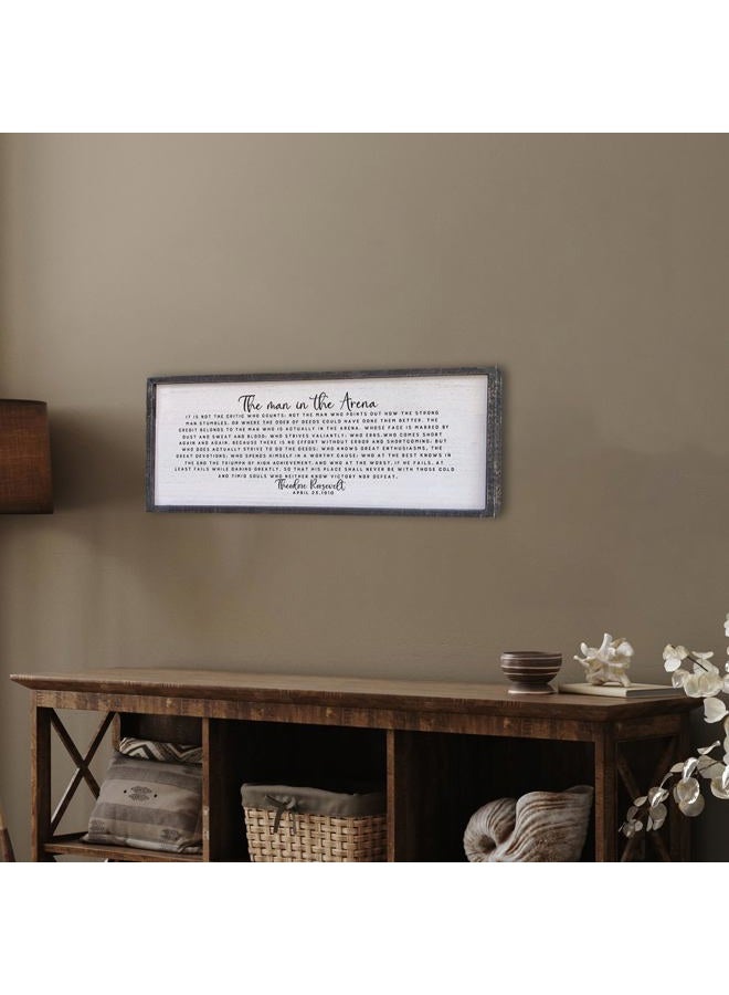 Surfapans The Man In The Arena Wall Decor 40"x15" Morden Office Motivational Wood Framed Sign For Men Large Farmhouse Living Room Inspirational Quotes Positive Speech Home Wall Decoration (Black) - Image 5