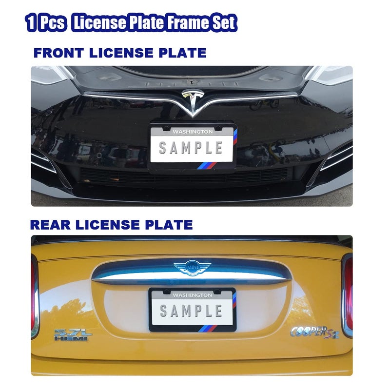 GZSH Matte License Plate Frames for BMW Aluminum Alloy 3 Color License Plate Cover Holder fits for All BMW License Plates Sports Logo Universal License Plate Covers Accessories for Front and Rear Car Tags - Image 4