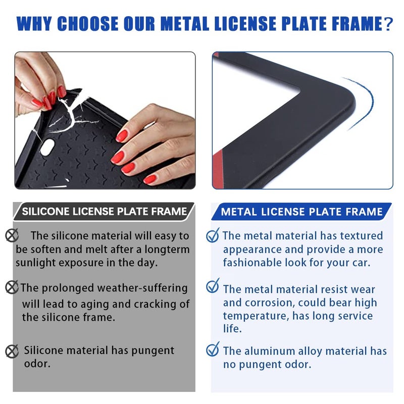 GZSH Matte License Plate Frames for BMW Aluminum Alloy 3 Color License Plate Cover Holder fits for All BMW License Plates Sports Logo Universal License Plate Covers Accessories for Front and Rear Car Tags - Image 3