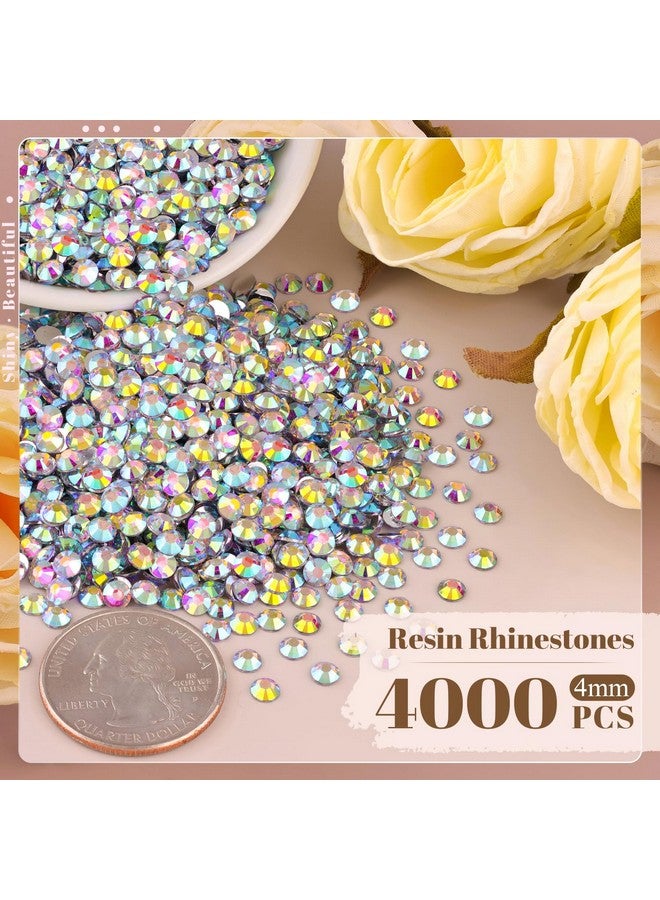 BELLEBOOST 4000Pcs 4Mm Resin Rhinestones In Bulk (Ab), Bedazzling Flatback Crystals For Crafts Diy Nail Decoration, Gems Charms For Tumbler Shoes Clothing Fabric With Pickup Pen And Tweezers - Image 1