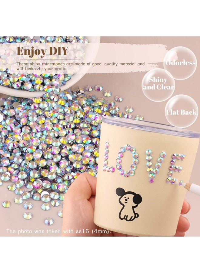 BELLEBOOST 4000Pcs 4Mm Resin Rhinestones In Bulk (Ab), Bedazzling Flatback Crystals For Crafts Diy Nail Decoration, Gems Charms For Tumbler Shoes Clothing Fabric With Pickup Pen And Tweezers - Image 2