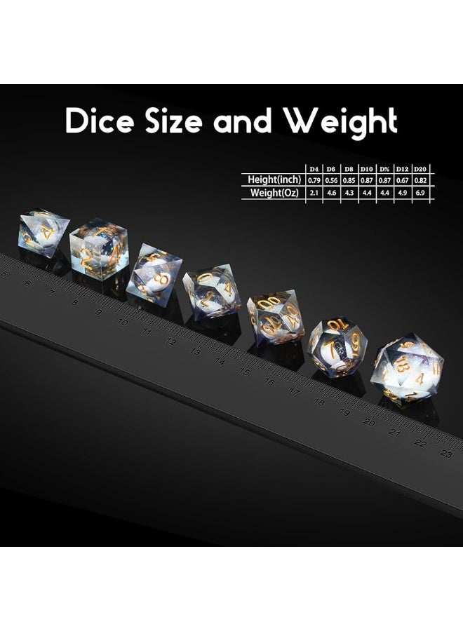 DNDND Liquid Sharp Edge DND Dice A Full Set of Liquid DD Die with Gift Case for Dungeons and Dragon Game Grey Liquid - Image 3