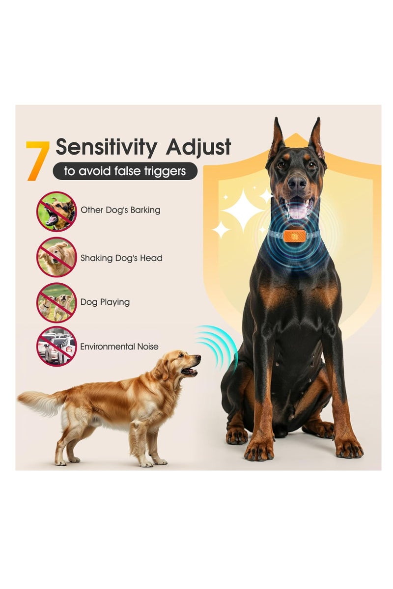general Dog Bark Collar for Large Medium Small Dogs, Effective No-Bark Collar, Smart Barking Collar, Rechargeable Bark Collar with 7-Level Sensitivity, 3 Beep & Vibration Modes, Waterproof, Orange - Image 2