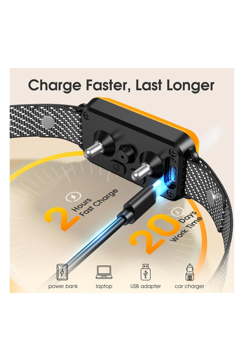 general Dog Bark Collar for Large Medium Small Dogs, Effective No-Bark Collar, Smart Barking Collar, Rechargeable Bark Collar with 7-Level Sensitivity, 3 Beep & Vibration Modes, Waterproof, Orange - Image 5