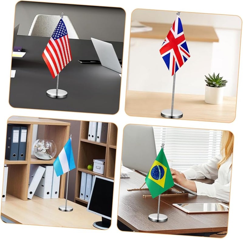 Gadpiparty Telescopic Table Flag Holder with Base 2pcs Set for Office Desk Indoor Display - Image 4