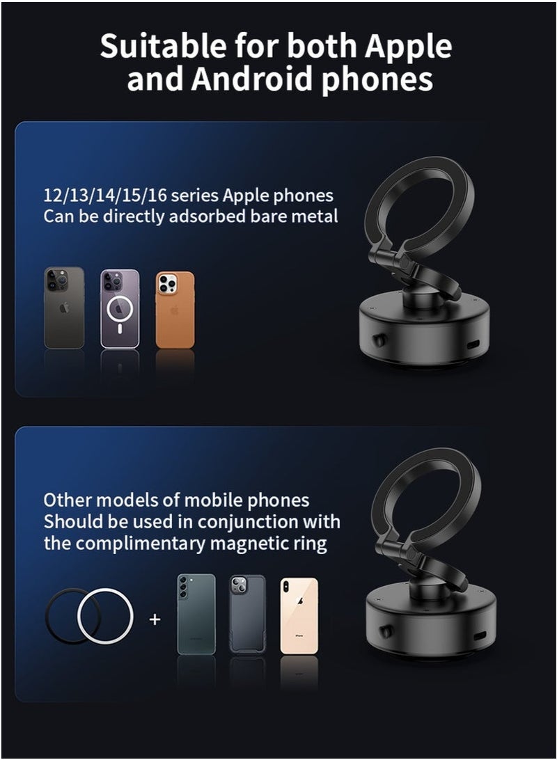 Arabest Magnetic Car Phone Mount – Vacuum Suction Foldable Dashboard Holder, Universal 4.7-7 Inch Smartphones, 360 Adjustable, Strong Magnetic Grip, Durable Aluminum Alloy  - Image 5