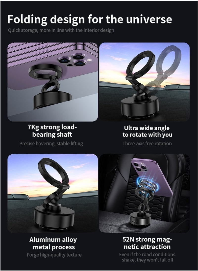 Arabest Magnetic Car Phone Mount – Vacuum Suction Foldable Dashboard Holder, Universal 4.7-7 Inch Smartphones, 360 Adjustable, Strong Magnetic Grip, Durable Aluminum Alloy  - Image 4