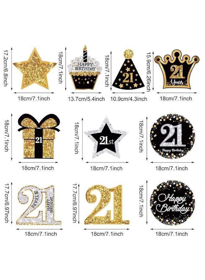 Frienda 30 Pieces 21st Birthday Party Decorations 21st Birthday Party Decorative Cards and Hanging Swirls Ceiling Decorations Shiny Celebration Hanging Swirls Decorations for 21st Birthday Party Supplies - Image 2