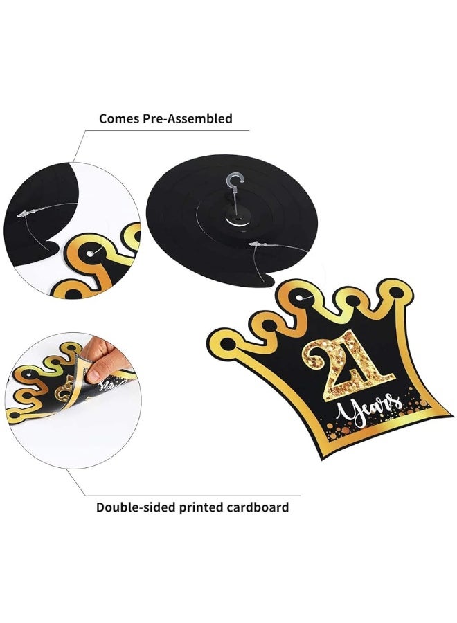 Frienda 30 Pieces 21st Birthday Party Decorations 21st Birthday Party Decorative Cards and Hanging Swirls Ceiling Decorations Shiny Celebration Hanging Swirls Decorations for 21st Birthday Party Supplies - Image 3