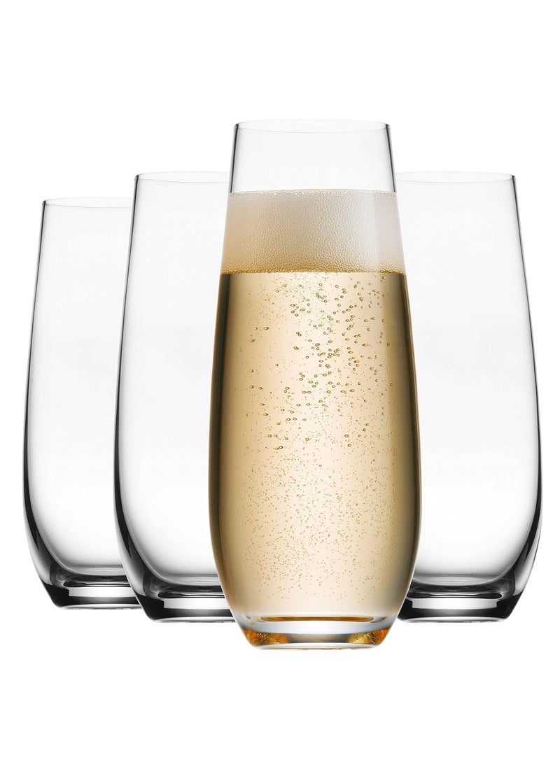 BLISS START BLISS START Highball Tumblers Set of 4 Drinking Glasses Clear Glass Wine Shots Cocktails Champagne AllPurpose Cups Elegant Stemless Design Dishwasher Safe 245ml  - Image 1