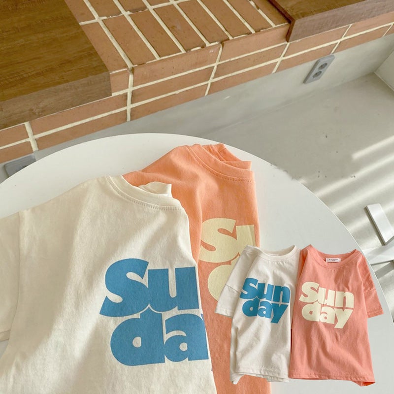 ins22 Summer Korean Baby Cute Letter Short-sleeved Loose One-piece T-shirt for Boys and Girls Baby Casual Children's Wear - Image 4