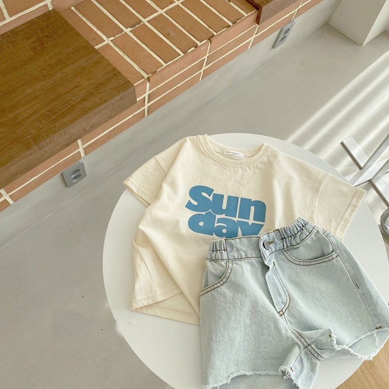 ins22 Summer Korean Baby Cute Letter Short-sleeved Loose One-piece T-shirt for Boys and Girls Baby Casual Children's Wear - Image 5