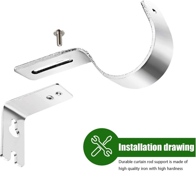 ChicAbode 3 Pack Curtain Rod Brackets, General Adjustable Heavy Duty Drapery Holders, Hardware Window Support Hanger For 1 Inch With Installation Screws, Durable And Anti-Rust (Silver) - Image 4