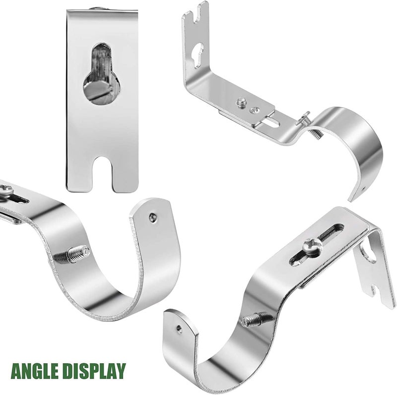 ChicAbode 3 Pack Curtain Rod Brackets, General Adjustable Heavy Duty Drapery Holders, Hardware Window Support Hanger For 1 Inch With Installation Screws, Durable And Anti-Rust (Silver) - Image 3