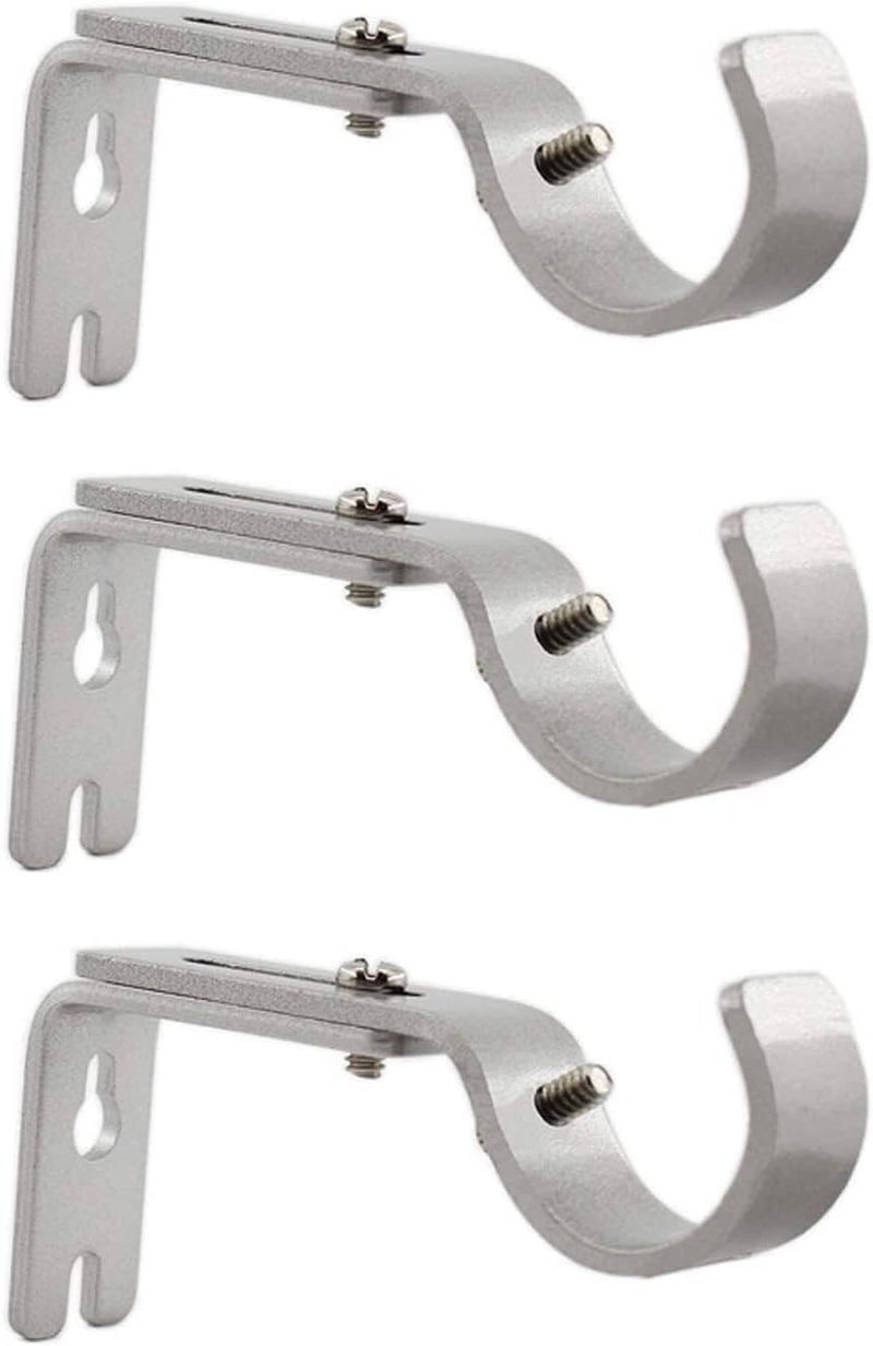 ChicAbode 3 Pack Curtain Rod Brackets, General Adjustable Heavy Duty Drapery Holders, Hardware Window Support Hanger For 1 Inch With Installation Screws, Durable And Anti-Rust (Silver) - Image 1