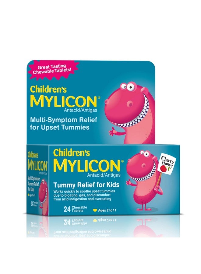 MYLICON Children's Tummy Relief for Kids, 24 Cherry Flavored Chewable Tablets - Image 1
