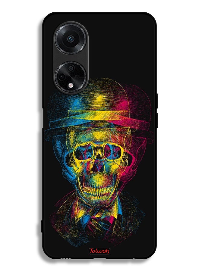 Tolwak Oppo F23 5G Protective Case Cover Skull Colorful Hat Fantasy Art - Image 1