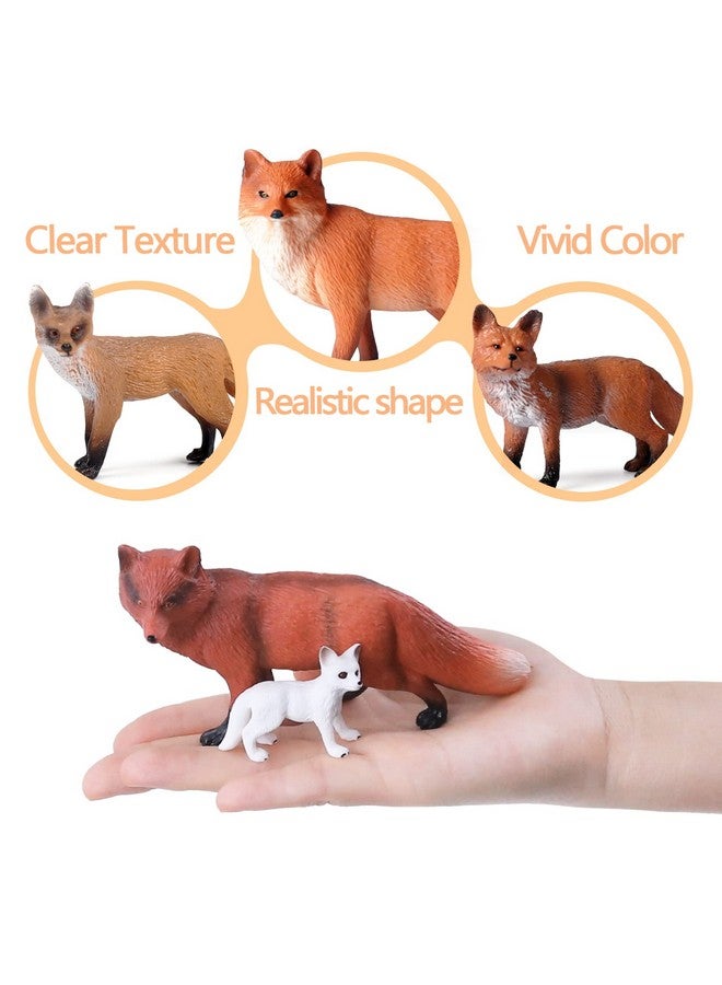 Sienon 8Pcs Fox Toy Figures Arctic Fox And Red Foxes Figurines Set Fox Family Forest Animals Figures Woodland Animal Figurines Miniature Fox Animals Toys Cake Topper For Woodland Theme Birthday Party - Image 4