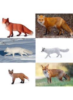 Sienon 8Pcs Fox Toy Figures Arctic Fox And Red Foxes Figurines Set Fox Family Forest Animals Figures Woodland Animal Figurines Miniature Fox Animals Toys Cake Topper For Woodland Theme Birthday Party  - Image 2