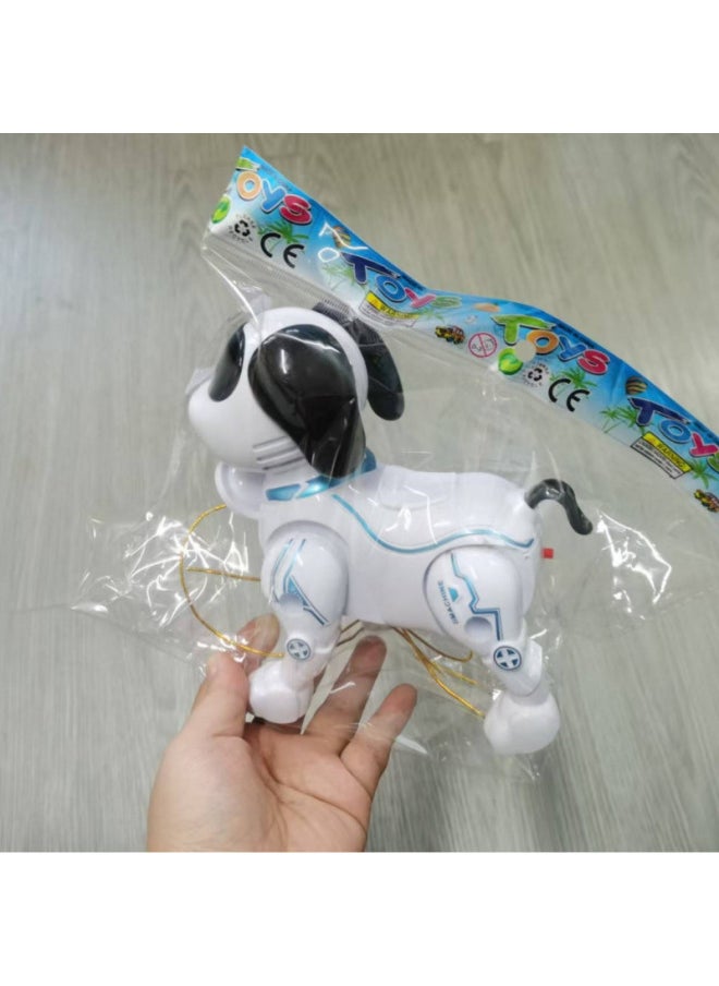 Children's Leash Toy Dog Light Girl Walking Robot Dog Singing Male Music Stall Toy Meeting-Color:White Leash Robot Dog  - Image 2