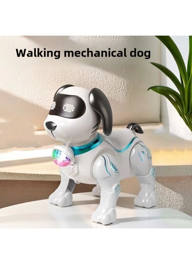 Children's Leash Toy Dog Light Girl Walking Robot Dog Singing Male Music Stall Toy Meeting-Color:White Leash Robot Dog  - Image 1