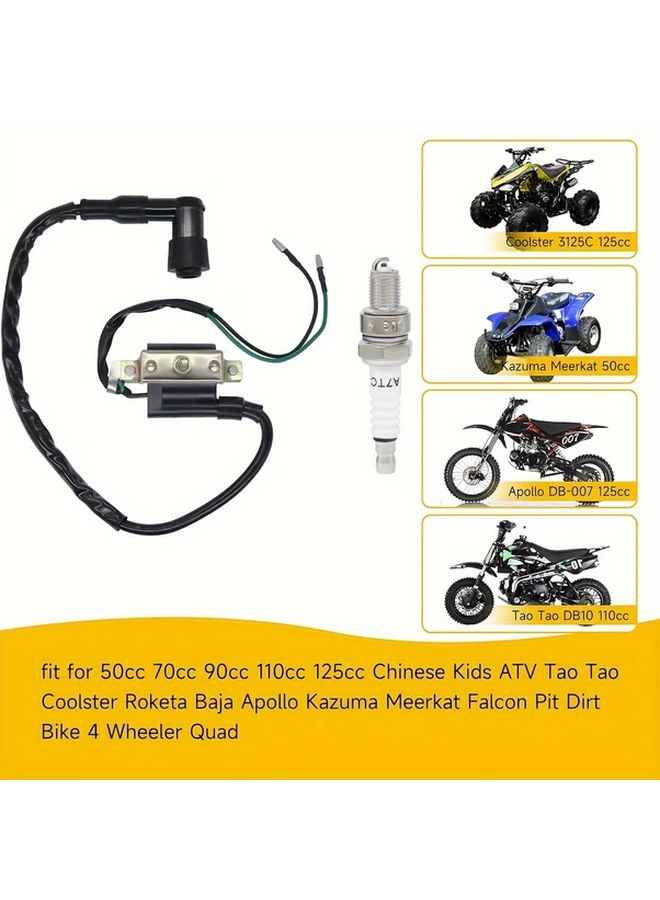 2pcs Ignition Coil With Spark Plug For 50cc To 125cc Dirt Bikes And ATV Quads - Image 5