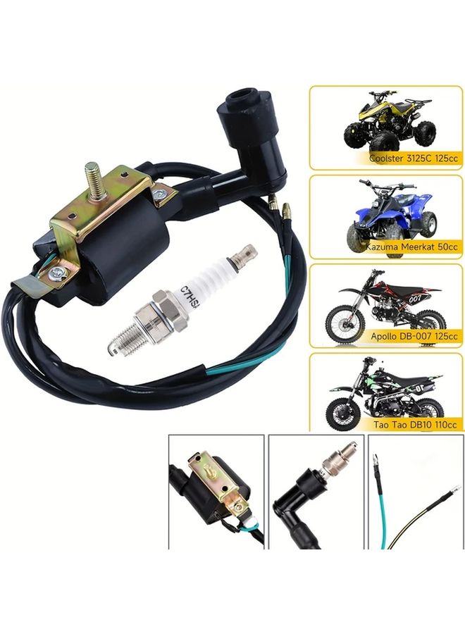 2pcs Ignition Coil With Spark Plug For 50cc To 125cc Dirt Bikes And ATV Quads - Image 1